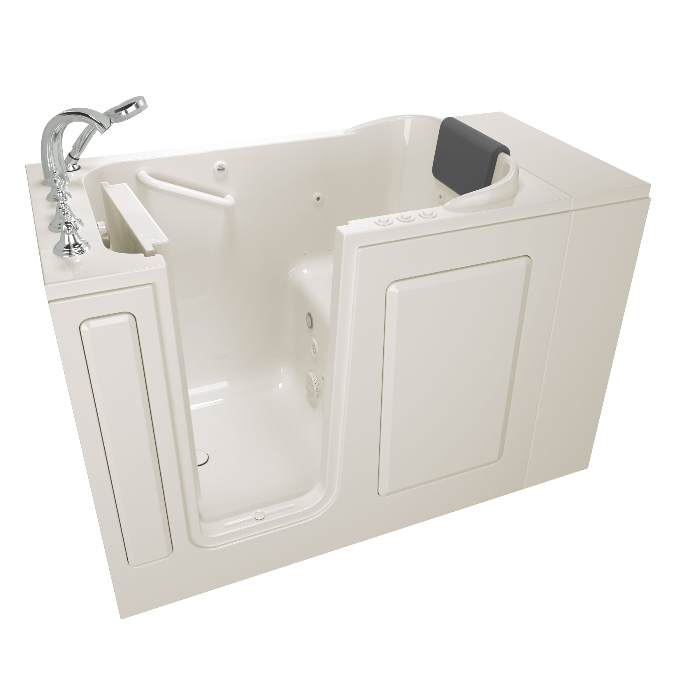 Gelcoat Premium Series 28 x 48 Inch Walk in Tub With Combination Air Spa and Whirlpool Systems   Left Hand Drain With Faucet WIB LINEN
